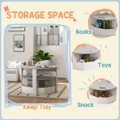 5 Piece Kids Table and Chair Set with Storage for Kids Room, Grey