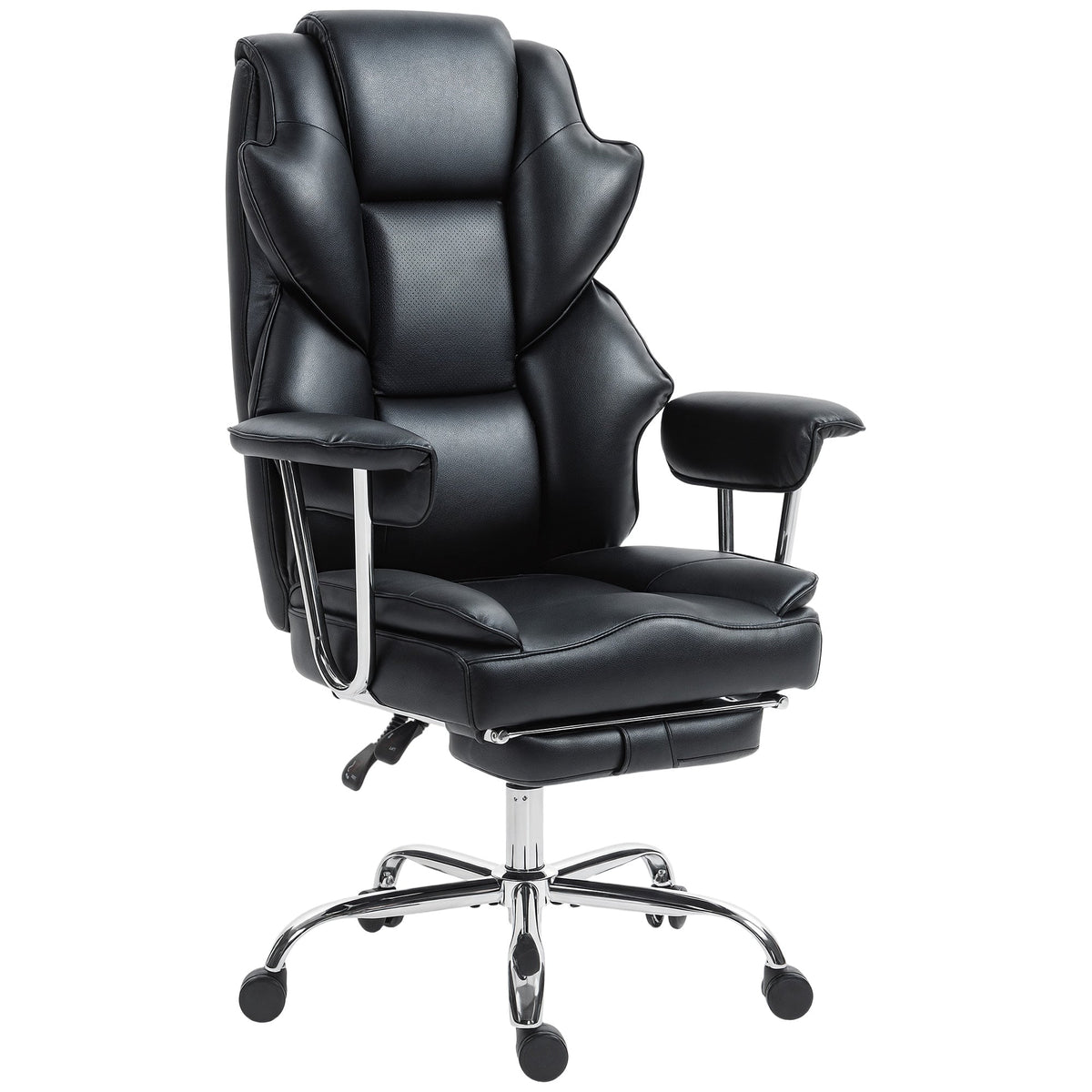 Big and Tall Office Chair, 400 lbs Overstuffed Desk Chair with Shaped Foam, Reclining Backrest, PU Leather