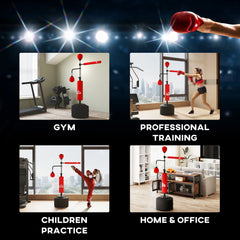 4-in-1 Free Standing Punching Bag, Height Adjustable Boxing Bag with 2 Speed Balls, 360° Reflex Bar, Black