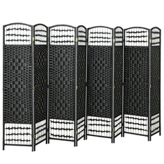 4 Panel Folding Room Divider, Portable Privacy Screen, Wave Fiber Room Partition for Home Office, Black