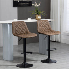 Bar Stools Set of 2, Swivel Counter Height Barstools with Back, Footrest, Adjustable Height, Black