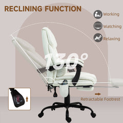 6-Point Vibration Massage Chair, Height Adjustable Reclining Computer Chair with Retractable Footrest, Black