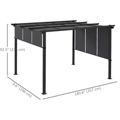 10' x 10' Metal Pergola, Outdoor Pergola with Retractable Canopy, for Garden, Patio, Backyard, Deck, Charcoal Grey