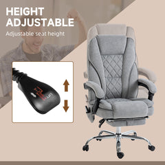 Massage Office Chair, Reclining Computer Chair with Adjustable Height and Footrest, Grey