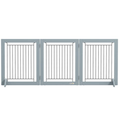Freestanding Pet Gate, Folding Dog Gate with 2 Support Feet, 24" High, 3 Panels, for Small Dogs, Indoor Use - White