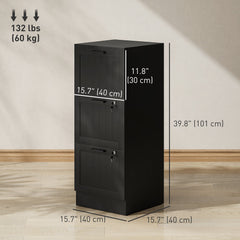 2 Drawer Filing Cabinet with Lock, Office Storage Cabinet with Adjustable Hanging Bars for A4 Letter Size Files, Black
