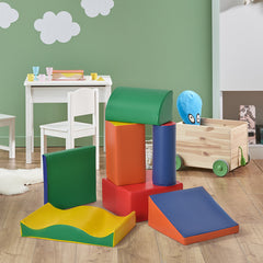 7 Pieces Soft Play Foam Climbing Blocks, Indoor Modular Kids Play Toys for Climbing, Crawling, Sliding, Multicolour