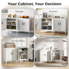 Office Storage Cabinet with Lock, Filing Cabinet with Adjustable Shelves and Doors for Home Office, Garage, Black