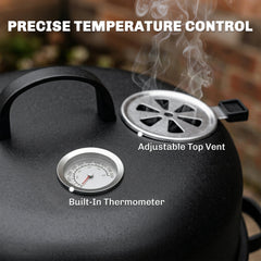 3-in-1 Vertical Charcoal Smoker with 2 Grill Grates, Built-in Thermometer, Adjustable Vent, 2 Doors