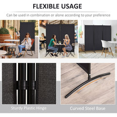 6' 3 Panel Room Divider, Double Hinged Folding Wall Divider, Indoor Privacy Screen for Home Office, Black