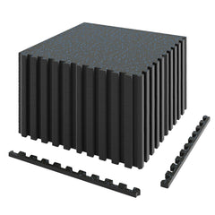 0.79 inch Thick Rubber Top Exercise Mat 48 Sq Ft with Boarders-Black & Blue