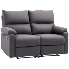 2 Seater Reclining Chair, Loveseat Recliner Sofa with Footrest and Split Backrest, Dark Grey