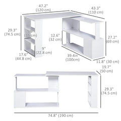 L Shaped Desk, 360° Rotating Corner Desk, Computer Writing Table Workstation with Storage Shelf for Home Office, Black
