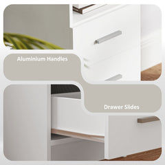 Computer Desk with Storage, 39" Home Office Desk with 3 Drawers nad Open Shelf, Writing Table for Bedroom, White
