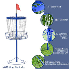 24-Chain Portable Practice Basket for Disc Golf Target Stand Easy Assembly & Lightweight Basket w/ Carry Bag Deep Blue