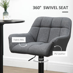 Swivel Barstools Set of 2 Adjustable Bar Stools with Footrest Armrests and PU Leather Back for Dining Room Cream White