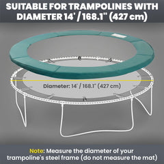 Trampoline Pad, 14FT Replacement Trampoline Safety Pad Mat Spring Cover, Water-Resistant, UV-Resistant, Tear-Resistant, No Holes for Pole, Blue