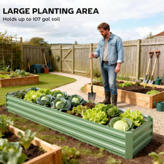 8'x2'x1' Galvanized Raised Bed, Large Elevated Planter Box for Growing Flowers, Herbs and Vegetables, Dark Grey