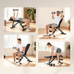 Adjustable Weight Bench, Foldable Workout Bench with Multi-Angle Seat and Back, Flat or Incline Bench for Home Gym