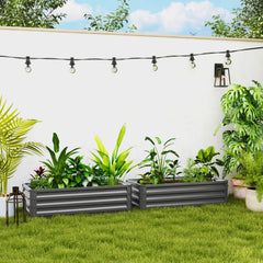 Galvanized Raised Garden Beds, Outdoor Planter Box, Set of 2, for Flowers, Herbs and Vegetables, Black