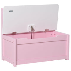 2-in-1 Kids Toy Box Storage Organizer Chest Cabinet Chunk Cube with Safety Pneumatic Rod, Pink
