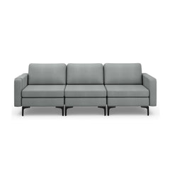 3 Seat Modular Sofa, 94.5 in Wide with an 85 in Seat, 1980 lb Capacity and Arm Magazine Pocket, Grey