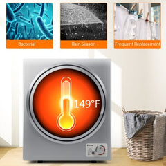 1.5 Cu.ft Clothes Dryer with with Stainless Steel Wall Mount-Silver