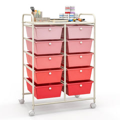 10-Drawer Rolling Storage Cart-Gradient Pink