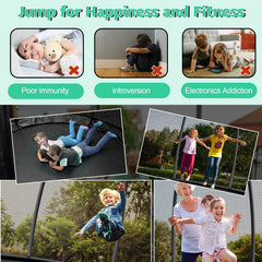 10 Feet ASTM Approved Recreational Trampoline with Ladder-Black