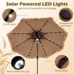 10 Feet Hawaiian Style Solar Lighted Thatched Tiki Patio Umbrella