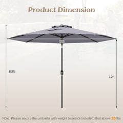 10 Feet Outdoor Patio Umbrella with Tilt Adjustment and Crank-Gray