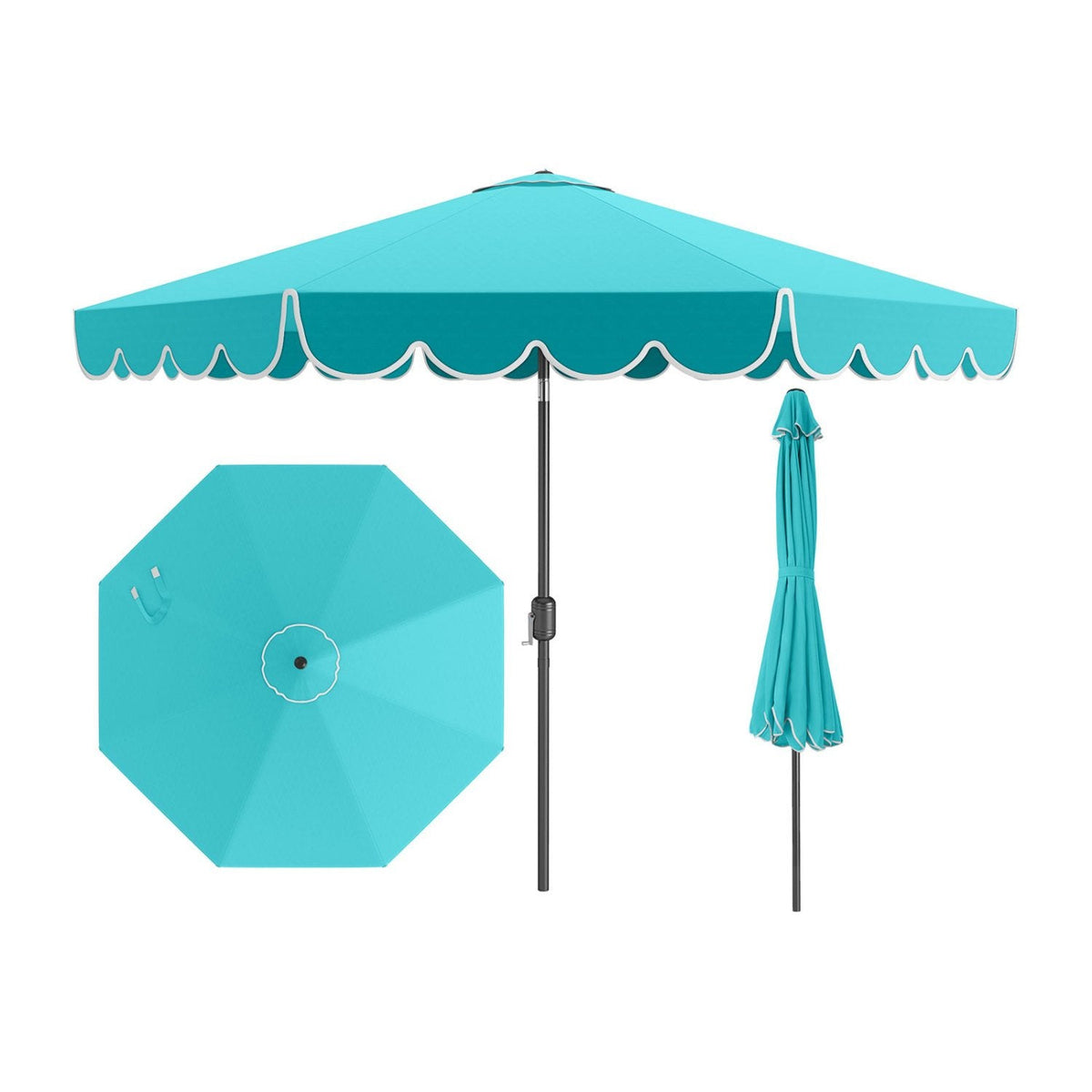 10 Feet Patio Umbrella Outdoor Market Umbrella with Crank Tilt Adjustment-Turquoise