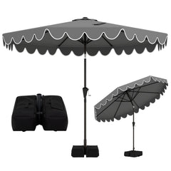 10 Feet Patio Umbrella with Weighted Base and Sandbags-Gray