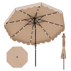 10 Feet Solar Patio Umbrella with 24 LED Lights-Beige