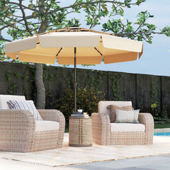 10 Feet Solar Patio Umbrella with 3-Tier Vented Top-Beige