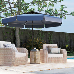 10 Feet Solar Patio Umbrella with 3-Tier Vented Top-Navy