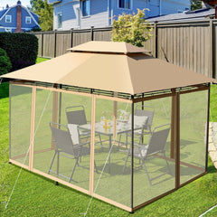 10 Feet x 13 Feet Tent Canopy Shelter with Removable Netting Sidewall-Tan