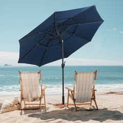 10 ft 3-tier Vented Patio Umbrella with Push Button Tilt-Navy