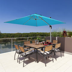 10 ft 360 Degree Tilt Aluminum Square Patio Offset Cantilever Umbrella without Weight Base-Blue