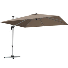 10 ft 360 Degree Tilt Aluminum Square Patio Offset Cantilever Umbrella without Weight Base-Tan