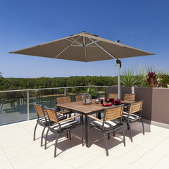 10 ft 360 Degree Tilt Aluminum Square Patio Offset Cantilever Umbrella without Weight Base-Tan