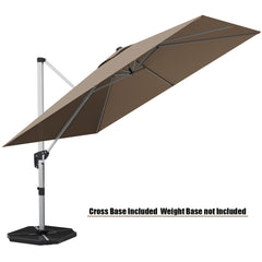 10 ft 360 Degree Tilt Aluminum Square Patio Offset Cantilever Umbrella without Weight Base-Tan