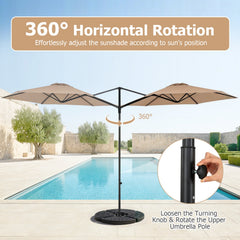 10 FT Cantilever Patio Umbrella with 360° Rotation for Garden-Tan