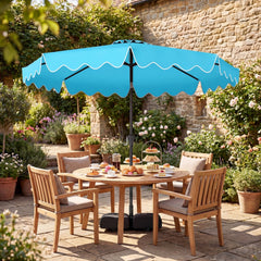 10 FT Outdoor Patio Umbrella with Solar LED Lights and Weighted Base-Turquoise