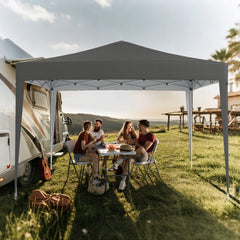 10 FT x 10 FT Pop-Up Canopy Tent Easy Setup Instant Folding Shelter with Mesh Netting-Gray