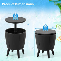 10 Gallon Beer and Wine Cooler with Lift-Top and Drainage Plug-Black