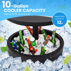 10 Gallon Beer and Wine Cooler with Lift-Top and Drainage Plug-Black