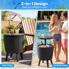 10 Gallon Beer and Wine Cooler with Lift-Top and Drainage Plug-Black