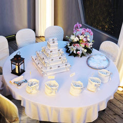 10 Pieces 90 Inch Home Restaurant Polyester Round Tablecloth-White