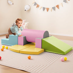 10-Piece Foam Climbing Toys for Toddlers Soft Foam PU Leather Building Blocks-Yellow